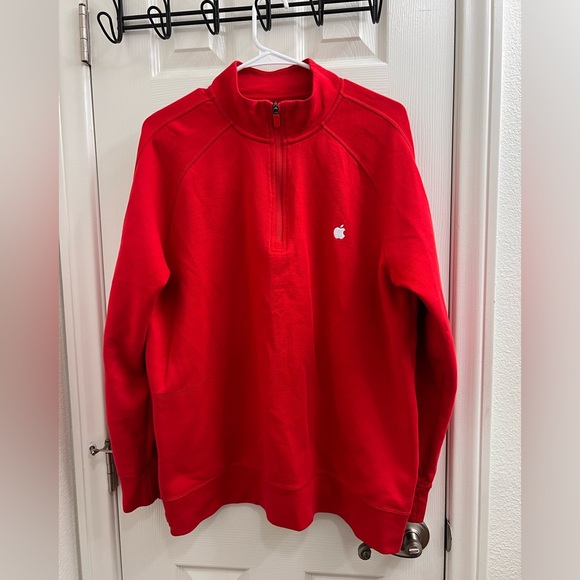 Apple Red Quarter Zip Pullover Sweater Sweatshirt Adult Size XL - Picture 1 of 5